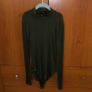 Cute olive green striped bodysuit